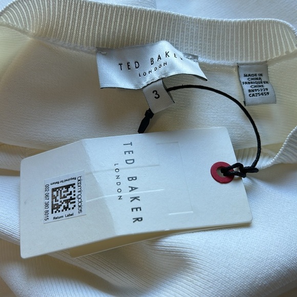 Ted Baker Lillyyy Fitted Peplum Top Ivory Long Sleeve Knit Stretch 3 US 8-10 NEW - Picture 7 of 12